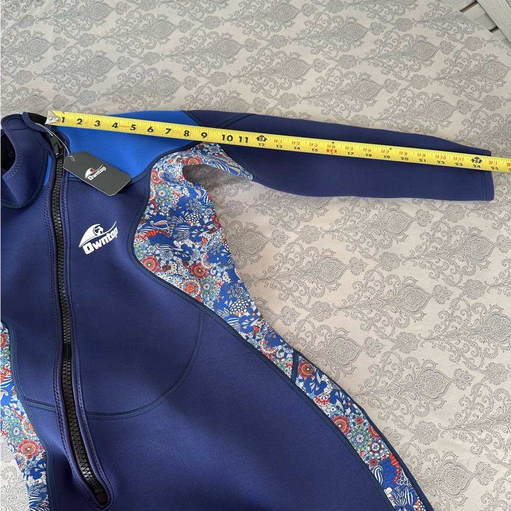 Blue Neoprene Wetsuit with Geometric Accents - Picture 8 of 14